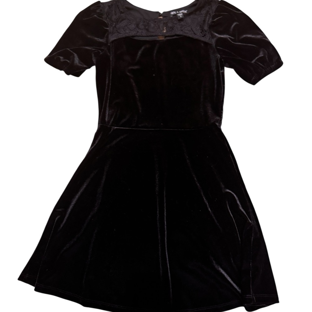 Elegant Black Velvet Kids Dress